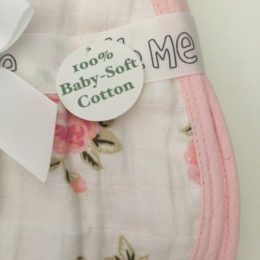 Little Me Pink Floral 3-Piece Muslin Burp Cloth Set